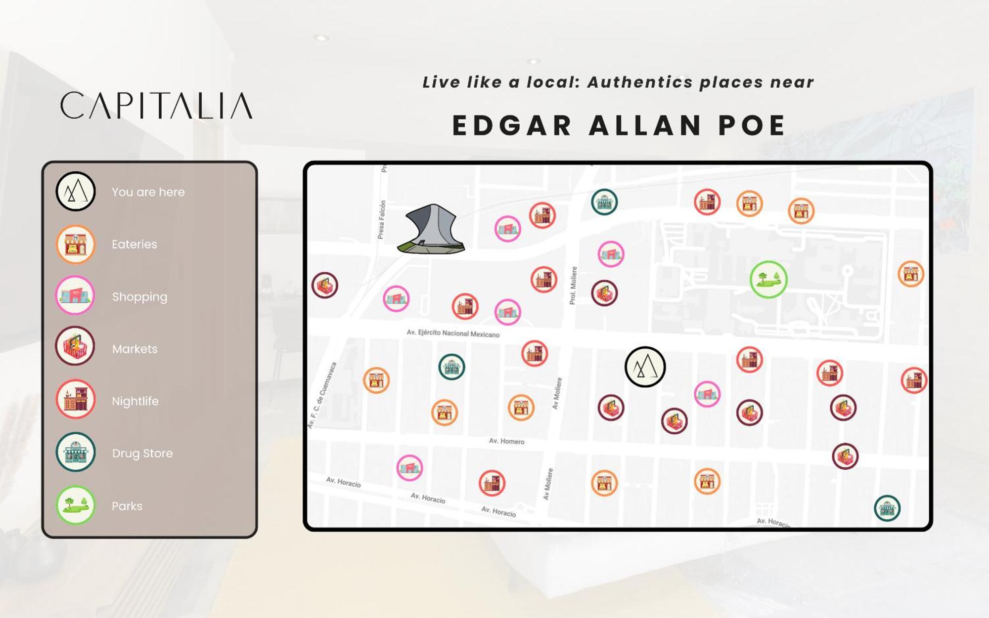 Capitalia - Luxury Apartments - Edgar Allan Poe Mexico City Exterior photo
